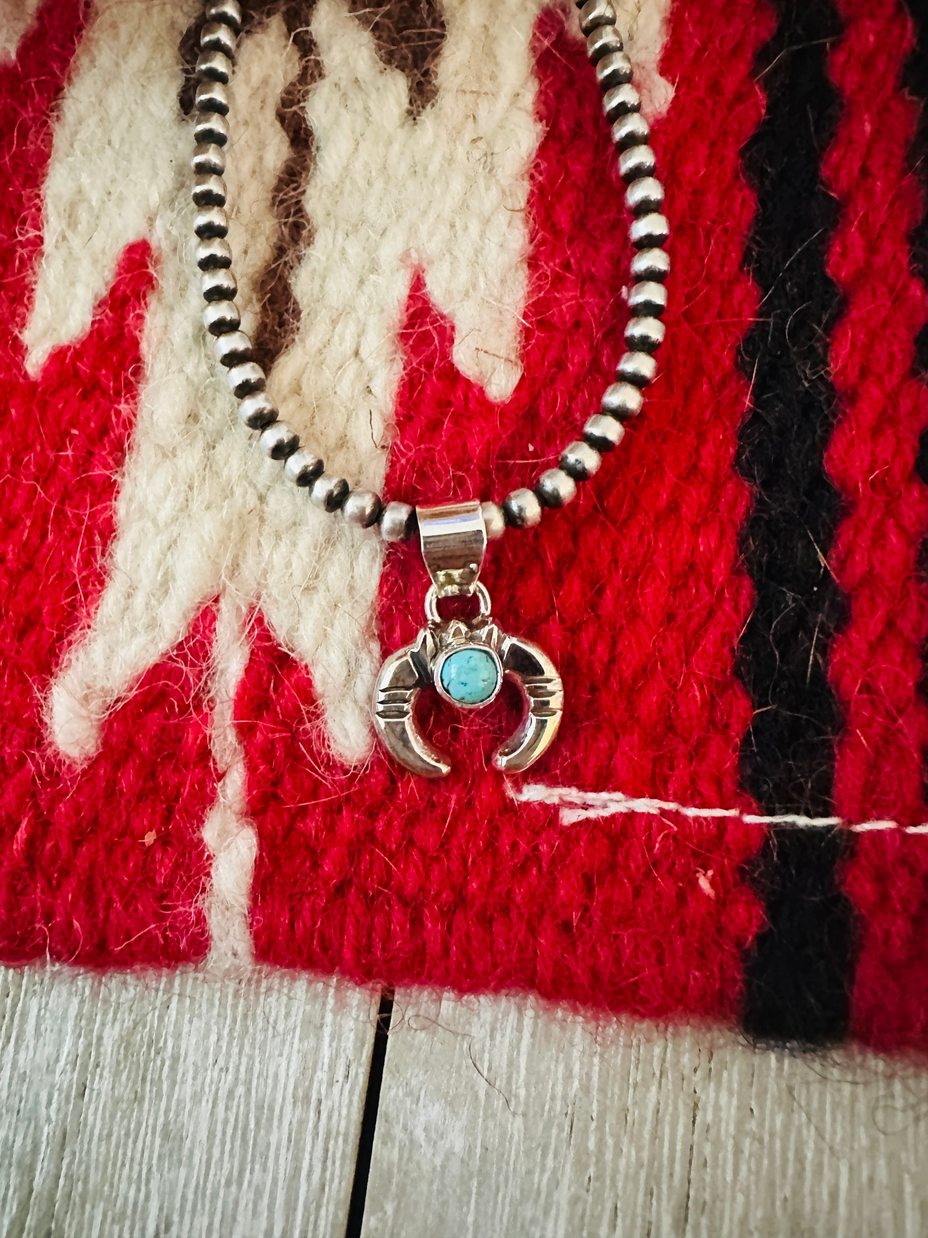 Handcrafted Sterling Silver and Turquoise Naja Mini Pendant